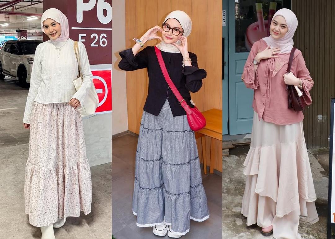 8 OOTD Nge-date Feminin Pakai Skirt ala Refina Habilia, Pretty!